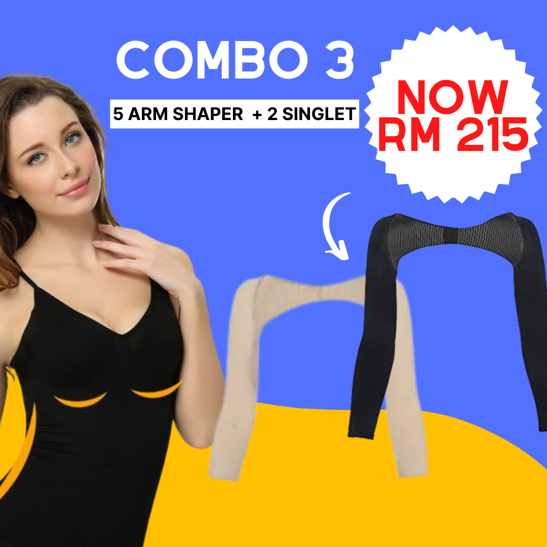 COMBO 3 – ARM SHAPER 5 PCS + GIRDLE 1 PCS + SINGLET 2 PCS – Arm Shaper